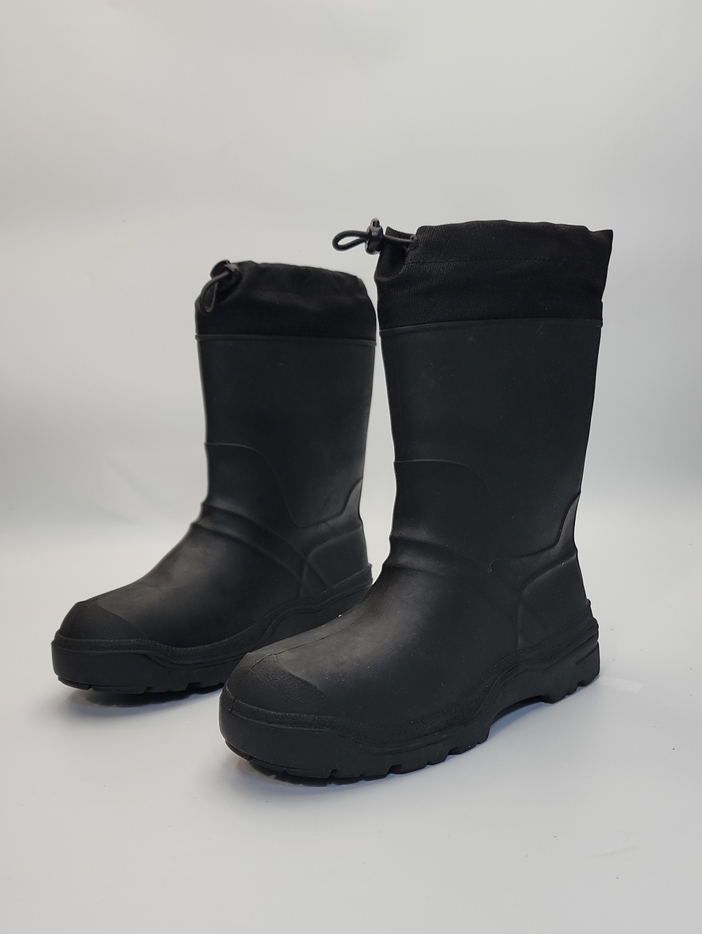 Black Rubber Rain Boots With Drawstrings Size 3 Made In Canada